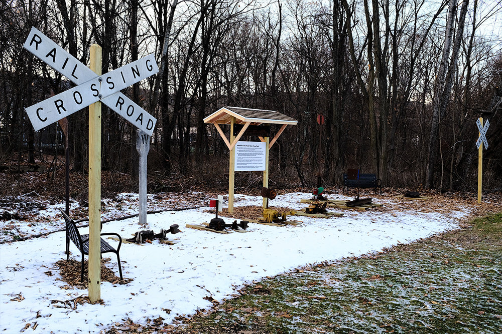 William Maier created a train park dedicated to his grandfather Frank Maier for his Eagle Scout project along the Hudson Valley Rail Trail in Highland.